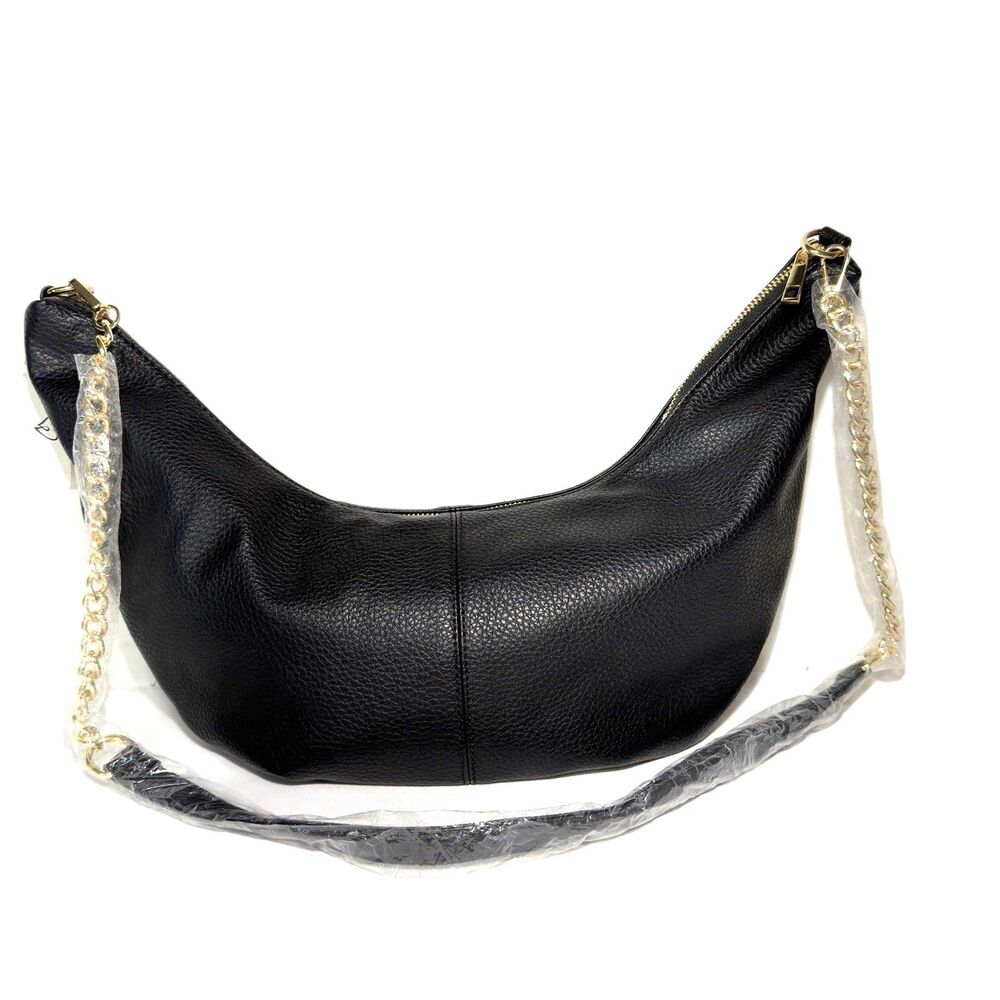Windsor Black Faux Leather Hobo Style Shoulder/Crossbody Bag NWT